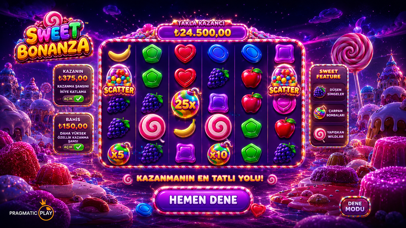Sweet Bonanza demo oyun ekranı önizlemesi